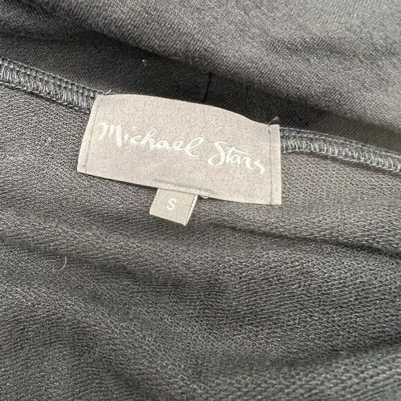 Michael Stars Deep Cowl Neck Knit Top Black High Low Side Slit Small - Picture 2 of 4